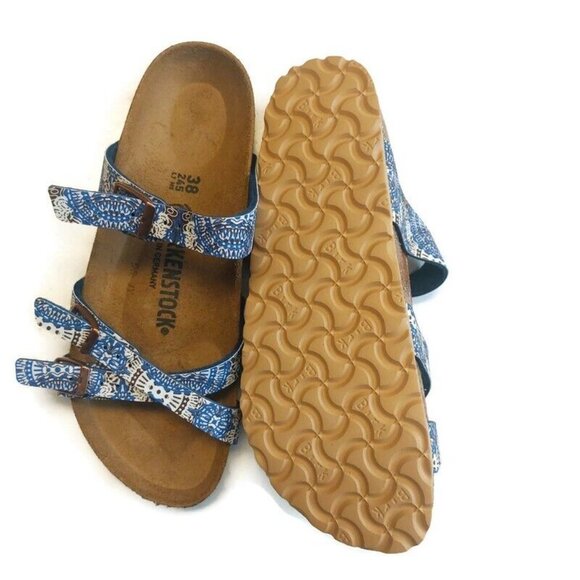 Birkenstock Womens Size 7 Franca Birko-Flor Sandals Kenja Blue Narrow Fit EU 38 - Picture 8 of 10